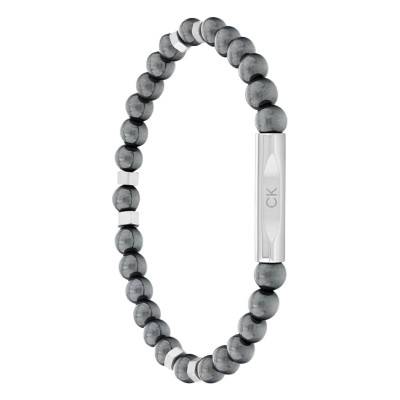 Bracelet Mixed Beads Onyx Gris & Acier - 35000575 - Calvin Klein