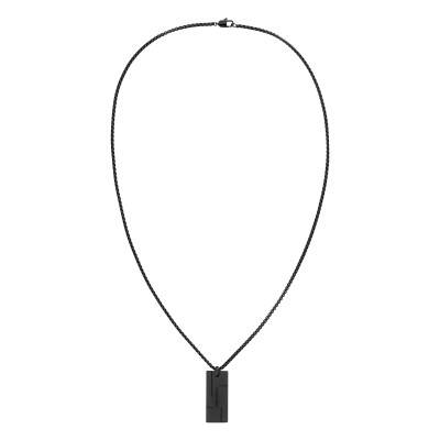 Black Steel Rectangular Plate Grid Family Necklace 61 cm - 35000059 - Calvin Klein
