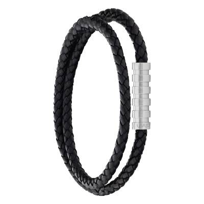 Braided Double Leather & Steel Bracelet, Length 19 cm - 35000093 - Calvin Klein