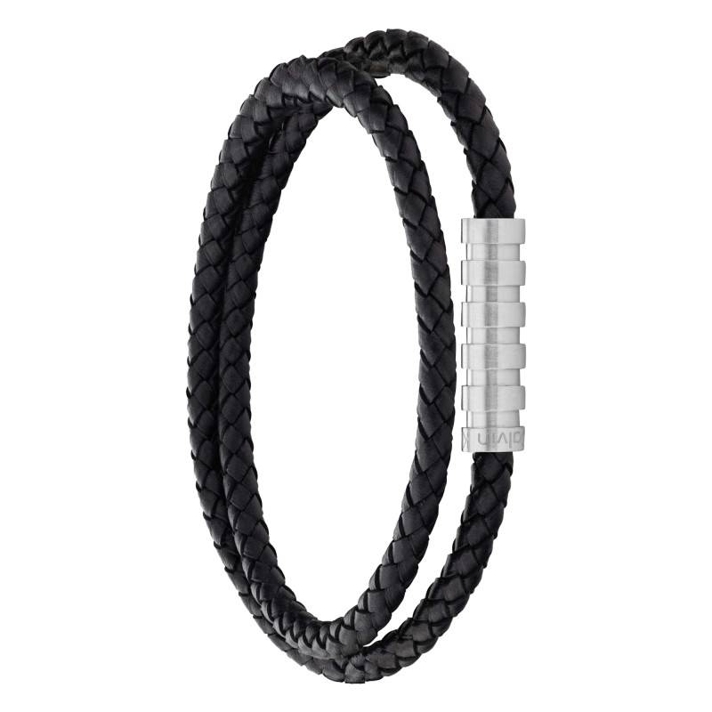 Braided Double Leather & Steel Bracelet, Length 19 cm - 35000093 - Calvin Klein