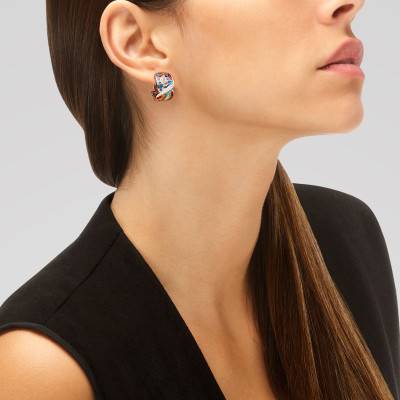 Boucles d'oreilles Riviera en Argent 925, Laque Multicolore & Zircones Blanches - Una Storia