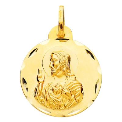 Médaille Facettée Christ de Profil Or Jaune 750, Diamètre 14 mm à 24 mm - Lumiosa