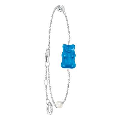 Blue Haribo 925 Silver, Freshwater Pearl, Crystal & Zirconia Bracelet, 16 cm to 19 cm Length, 1 mm Width - Thomas Sabo