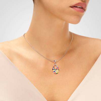 925 Silver Multicolor Lacquer & White Zirconium Oxide Marina Pendant - Una Storia