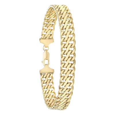 Bracelet Double Maille Américaine en Or Jaune 375, Longueur 19 cm, Largeur 9 mm - Manillon