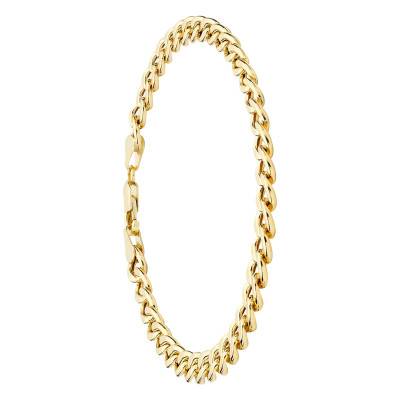 375/1000 Yellow Gold Hollow Oval Curb Chain Bracelet, Length 20 cm, Width 6 mm - Manillon