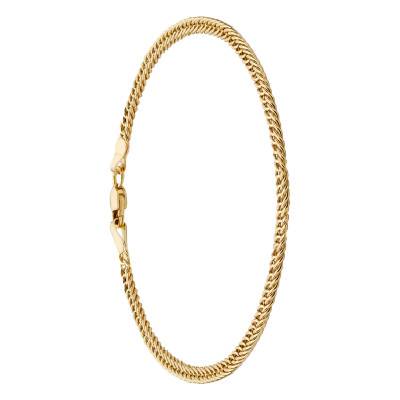 Bracelet Maille Gourmette Plate en Or Jaune 375, Longueur 19 cm, Largeur 6 mm - Manillon