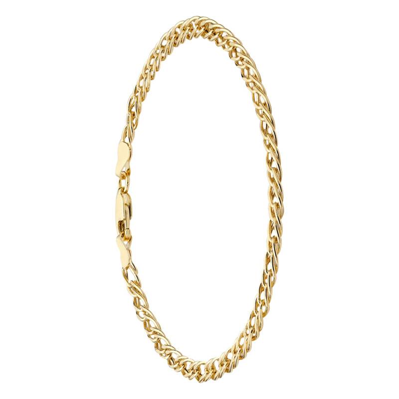 375 Yellow Gold Hollow Double Curb Chain Bracelet, Length 19 cm, Width 4 mm - Manillon