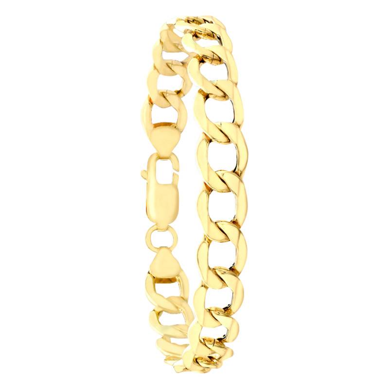 375 Yellow Gold Hollow Curb Chain Bracelet, Length 21.50 cm, Width 9.60 mm - Manillon