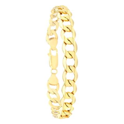 Bracelet Maille Gourmette en Or jaune 375, Longueur 21,50 cm, Largeur 7,70 mm - Manillon