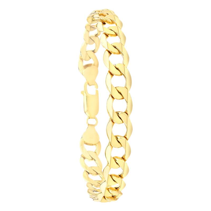 Bracelet Gourmette En Or Jaune 18 Carats – Maillon 8 Mm, Largeur 4 Mm – Longueur Réglable