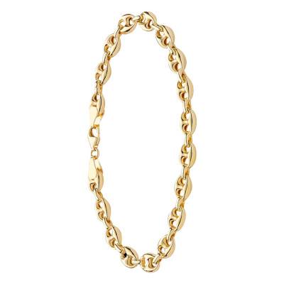 375 Yellow Gold Mariner Chain Bracelet, Length 19 cm, Width 6 mm - Manillon