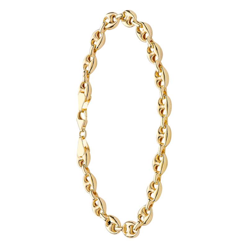 375 Yellow Gold Mariner Chain Bracelet, Length 19 cm, Width 6 mm - Manillon