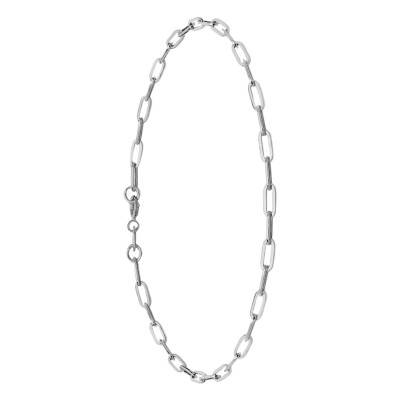 375/1000 White Gold Oval Link Chain Bracelet 18.50 cm, 2.30 mm - Manillon