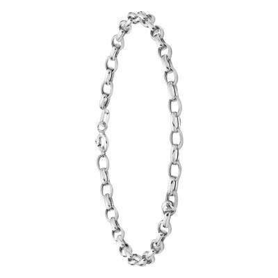 Bracelet de Cheville Maille Jaseron en Or Blanc 375, Longueur 25,50 cm, Largeur 3 mm - Manillon