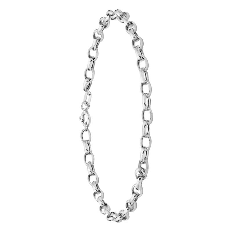 375 White Gold Rolo Chain Women's Ankle Bracelet, Length 25.50 cm, Width 3 mm - Manillon
