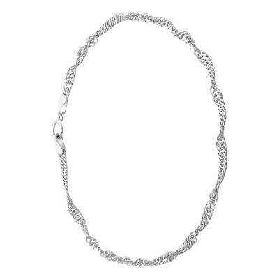 Bracelet Maille Singapour en Or Blanc 375, Longueur 19 cm, Largeur 2,30 mm - Manillon