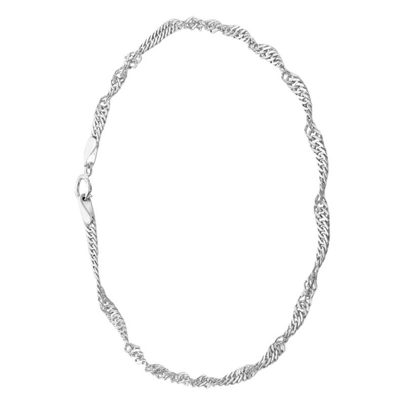 375/1000 White Gold Singapore Chain Bracelet, 19 cm, 2.30 mm - Manillon