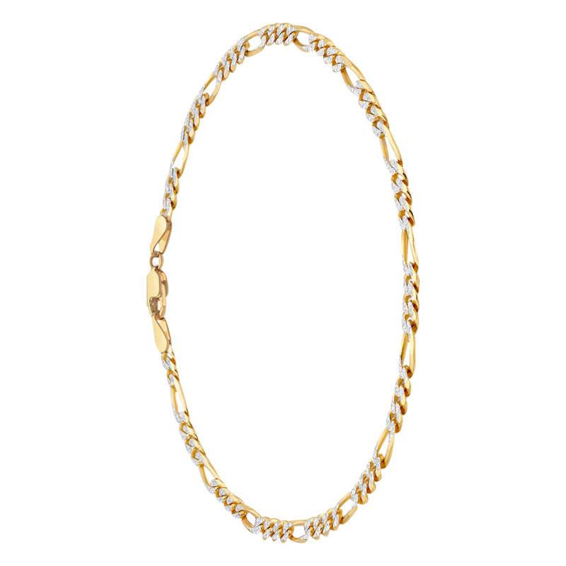 375/1000 Yellow Gold Figaro Chain Bracelet, Length 18 cm, Width 3 mm - Manillon