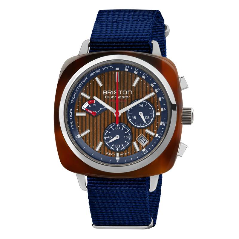 Walnut Wood Clubmaster Regatta Chrono Date Watch 241542.SA.T.15W - Briston
