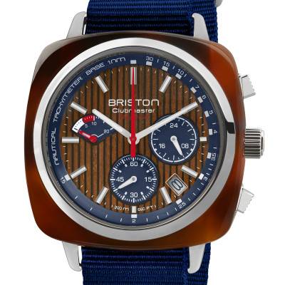 Walnut Wood Clubmaster Regatta Chrono Date Watch 241542.SA.T.15W - Briston
