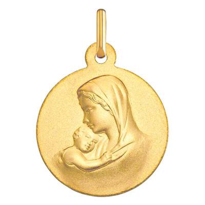 Médaille Ronde Vierge Maternité Lisse Or Jaune 750, Diamètre 18 mm - Argyor