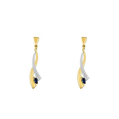 375 or 750 Yellow Gold & Sapphire Drop Earrings - Aurora