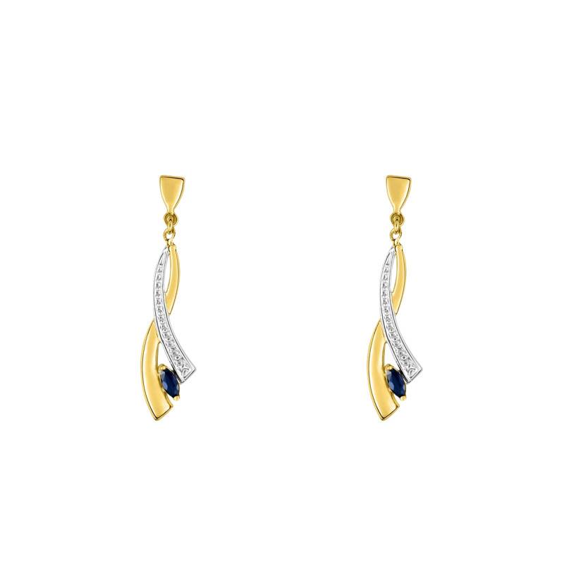 375 or 750 Yellow Gold & Sapphire Drop Earrings - Aurora
