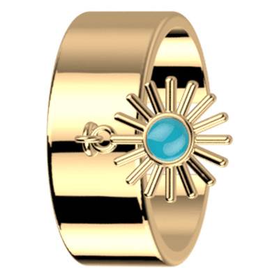 Gold & Seafoam Green Lacquer Open Sun Ring - Les Georgettes