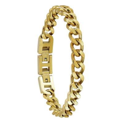 Bracelet Dandy Gourmette en Acier PVD Doré, Longueur 20,50 cm, Largeur 7,50 mm - HB07186 - Rochet