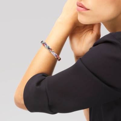 Bracelet Jonc Pastel en Argent 925, Laque Multicolore & Zircones Blanches - Una Storia