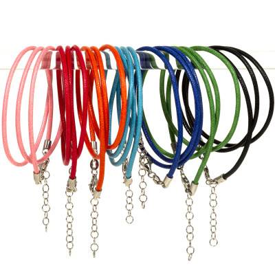 925 Silver & Cotton Pink Rope Chain Necklace, 42 cm to 45 cm - Una Storia