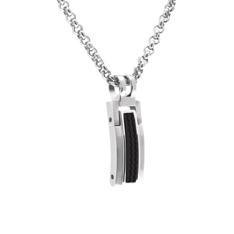 Trinidad Steel & Silicone Necklace, Length 50 cm - P461081 - Rochet
