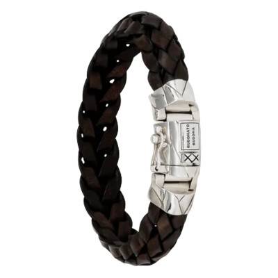 Bracelet Mangky en Cuir Marron & Argent 925, Longueurs 19 à 23 cm - Buddha to Buddha