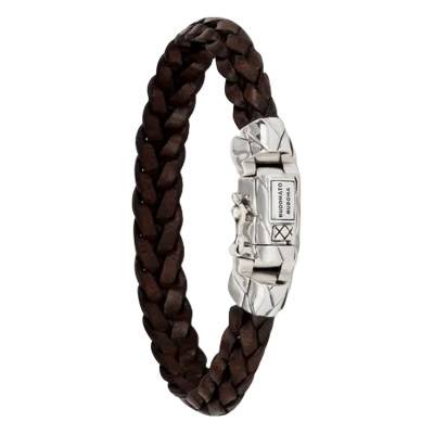 Bracelet Mangky Small en Cuir Marron & Argent 925, Longueurs 19 à 23 cm - Buddha to Buddha