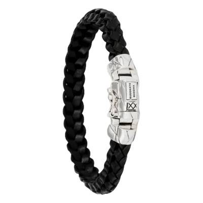 Bracelet Mangky Small en Cuir Noir & Argent 925, Longueur 19 à 23 cm - Buddha to Buddha