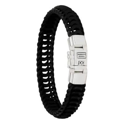 Bracelet Lars en Cuir Noir & Argent 925, Longueurs 19 à 23 cm - Buddha to Buddha