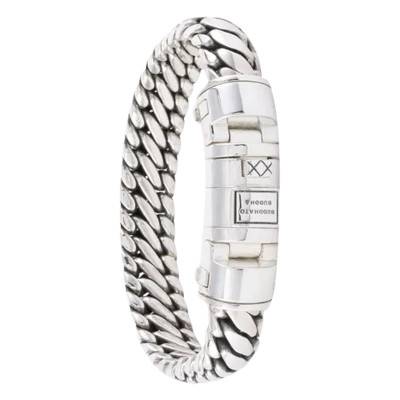 Bracelet Ben en Cuir Noir & Argent 925, Longueur 17,50 à 22,50 cm - Buddha to Buddha