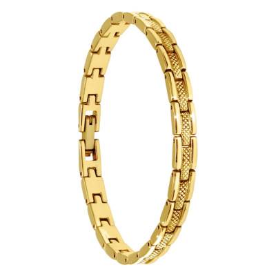 Bracelet Santorin en Acier Doré, Largeur 6,00 mm, Longueur 21 cm - HB4786 - Rochet