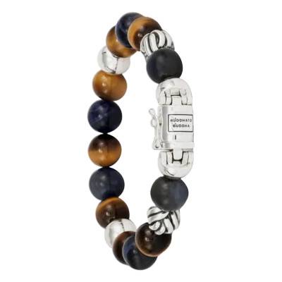 Spirit 925 Silver, Sodalite & Tiger's Eye Bracelet, Length 19 cm to 23 cm - Buddha to Buddha