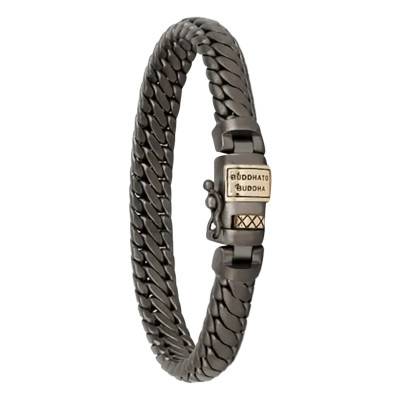 925 Silver & 585 Yellow Gold Ben XS Bracelet, Length 16 cm to 19 cm, Width 8.10 mm - Buddha to Buddha