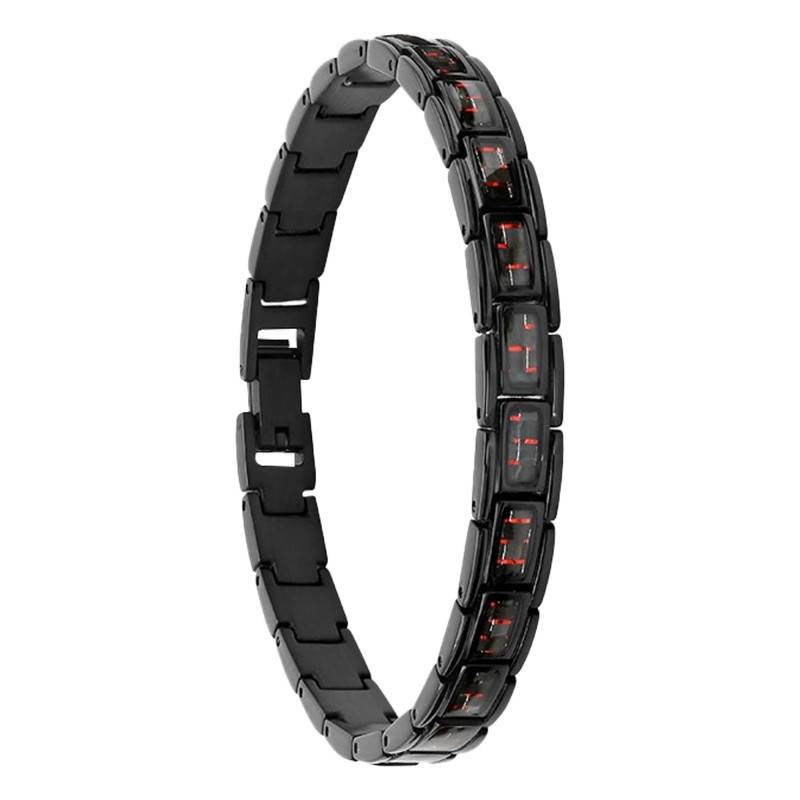 Black Steel & Red Wire Carbon Mercury Bracelet, Width 8 mm, Length 21 cm - HB4782 - Rochet
