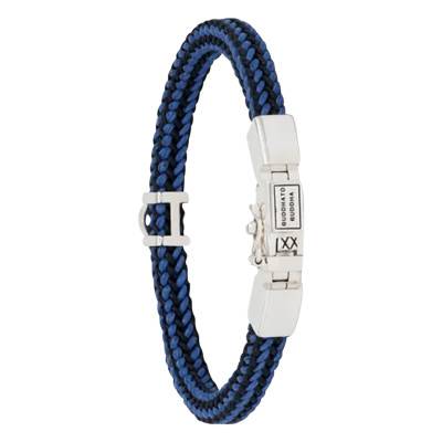 Denise Mix Blue Cord & 925 Silver Bracelet, Length 16 cm to 19 cm - Buddha to Buddha