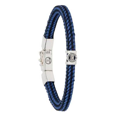 Denise Mix Blue Cord & 925 Silver Bracelet, Length 16 cm to 19 cm - Buddha to Buddha