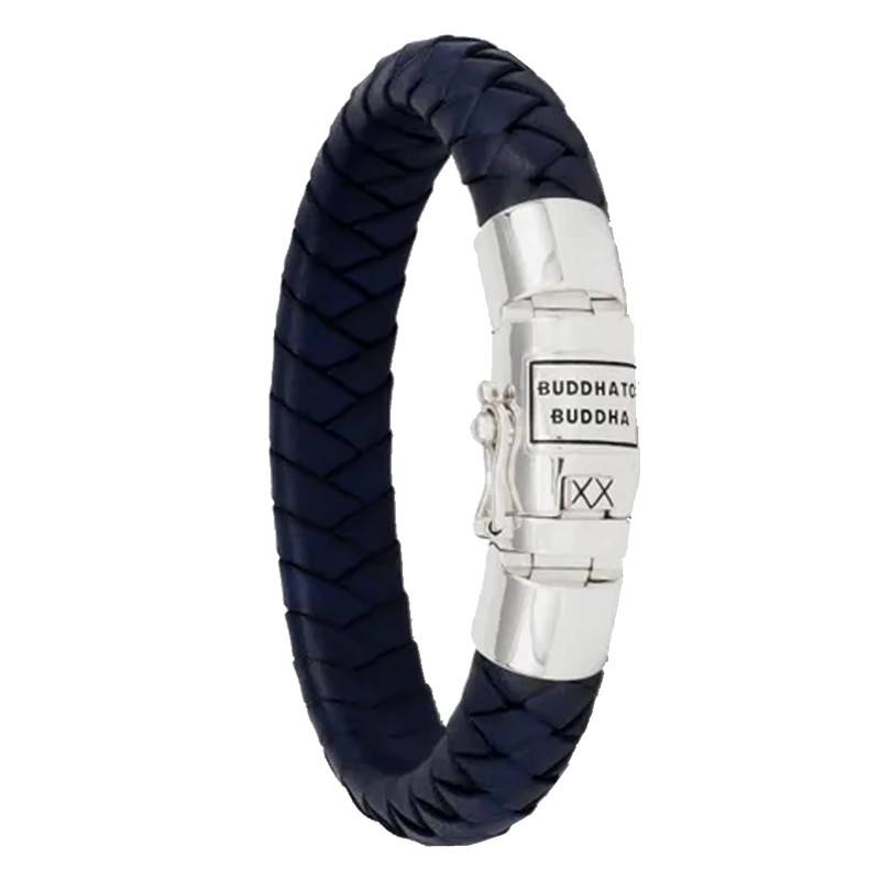 Ben Silver Blue Leather & 925 Silver Bracelet, Length 17 cm to 19 cm - Buddha to Buddha