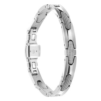 Textured Steel Gatsby Bracelet, Length 21 cm, Width 8 mm - HB7980 - Rochet