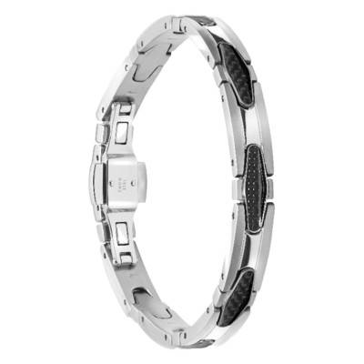 Bracelet Gatsby GT Motif Carbone Noir en Acier, Longueur 21 cm, Largeur 8,00 mm - HB8181 - Rochet