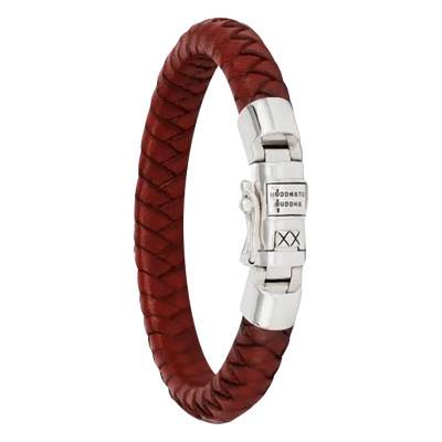 Bracelet Ben Small en Cuir Rouge & Argent 925, Longueur 16 à 19 cm - Buddha to Buddha