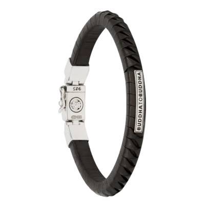 Bracelet Komang Small en Cuir Marron & Argent 925, Largeur 7 mm, Longueur 19 & 21 cm - Buddha to Buddha