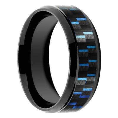 Bague Mercury en Acier Noir & Carbone Fil Bleu - HA5391660 - Rochet